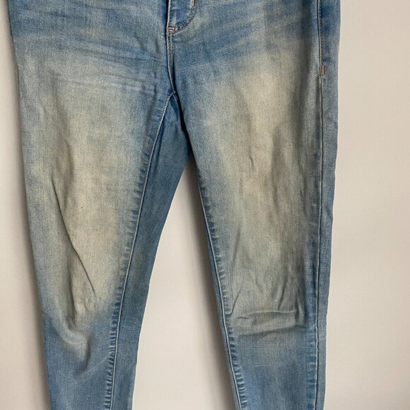 Garage High Rise Skinny Distressed Fringe Hem Denim Blue Jeans Size 3 - Picture 2 of 7